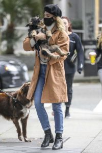 Lili Reinhart in a Beige Coat