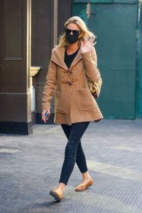 Nicky Hilton in a Beige Coat