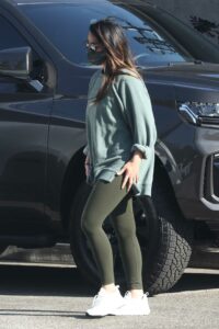 Olivia Munn in an Olive Leggings