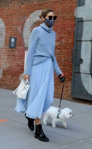 Olivia Palermo in a Light Blue Skirt