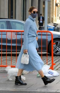 Olivia Palermo in a Light Blue Skirt