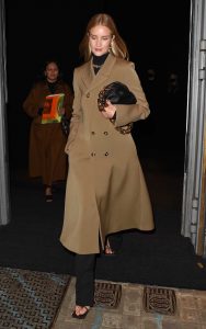 Rosie Huntington-Whiteley in a Beige Coat