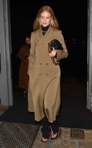 Rosie Huntington-Whiteley in a Beige Coat