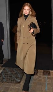 Rosie Huntington-Whiteley in a Beige Coat