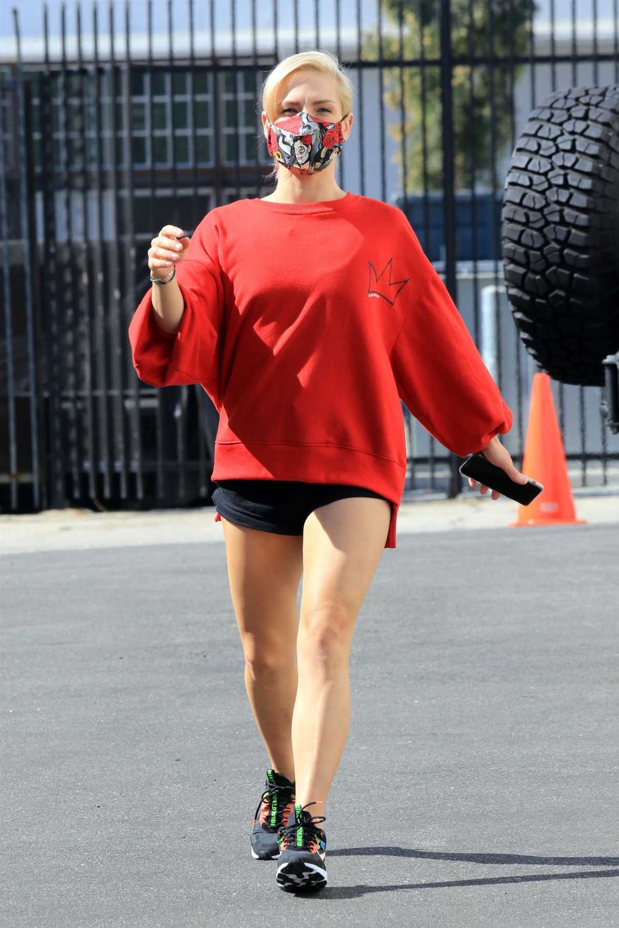 Sharna Burgess in a Red Sweatshirt