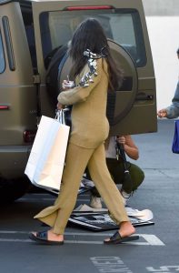 Shay Mitchell in a Beige Suit