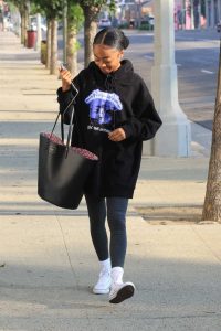 Skai Jackson in a Black Hoody