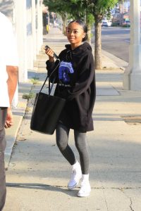 Skai Jackson in a Black Hoody