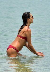 Alessandra Ambrosio in a Red Bikini