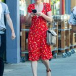 Amber Heard in a Red Floral Dress Goes Shopping at the Hollywood Farmers Market in Los Angeles 11/22/2020