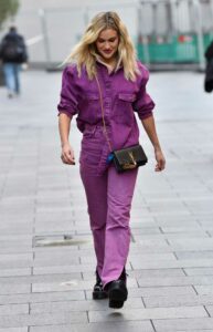 Ashley Roberts in a Purple Denim Outfit