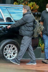 Ben Affleck in a Grey Puffer Jacket