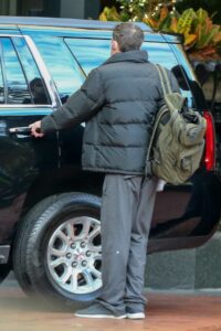 Ben Affleck in a Grey Puffer Jacket