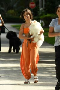 Camila Cabello in an Orange Bra