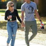Clare Crawley in a Blue Ripped Jeans Goes for a Romantic Walk Through McKinley Park in Sacramento 11/06/2020
