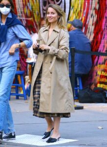 Dianna Agron in a Beige Trench Coat