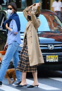 Dianna Agron in a Beige Trench Coat