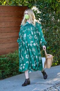 Emma Roberts in a Green Maxi Dress