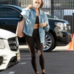 Jenna Johnson in a Blue Denim Jacket Arrives at the DWTS Studio in Los Angeles 11/18/2020