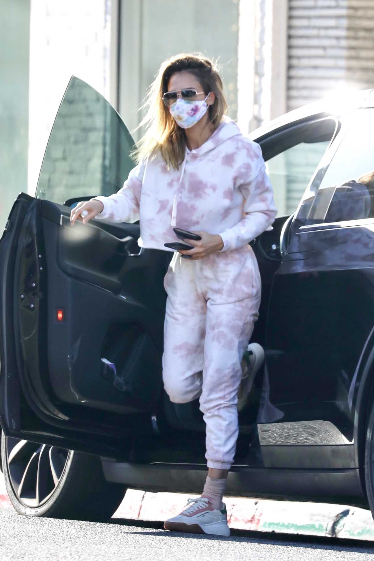 Jessica Alba in a Protective Mask