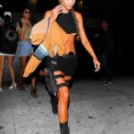 Jocelyn Chew in a Lara Croft Halloween Costume Arrives at a Halloween Party in Los Angeles 10/30/2020