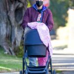 Joe Jonas in a Purple Jacket Takes His Daughter Willa on a Walk in Los Angeles 11/28/2020
