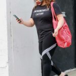 Justina Machado in a Black Tee Arrives at the DWTS Studio in Los Angeles 11/07/2020