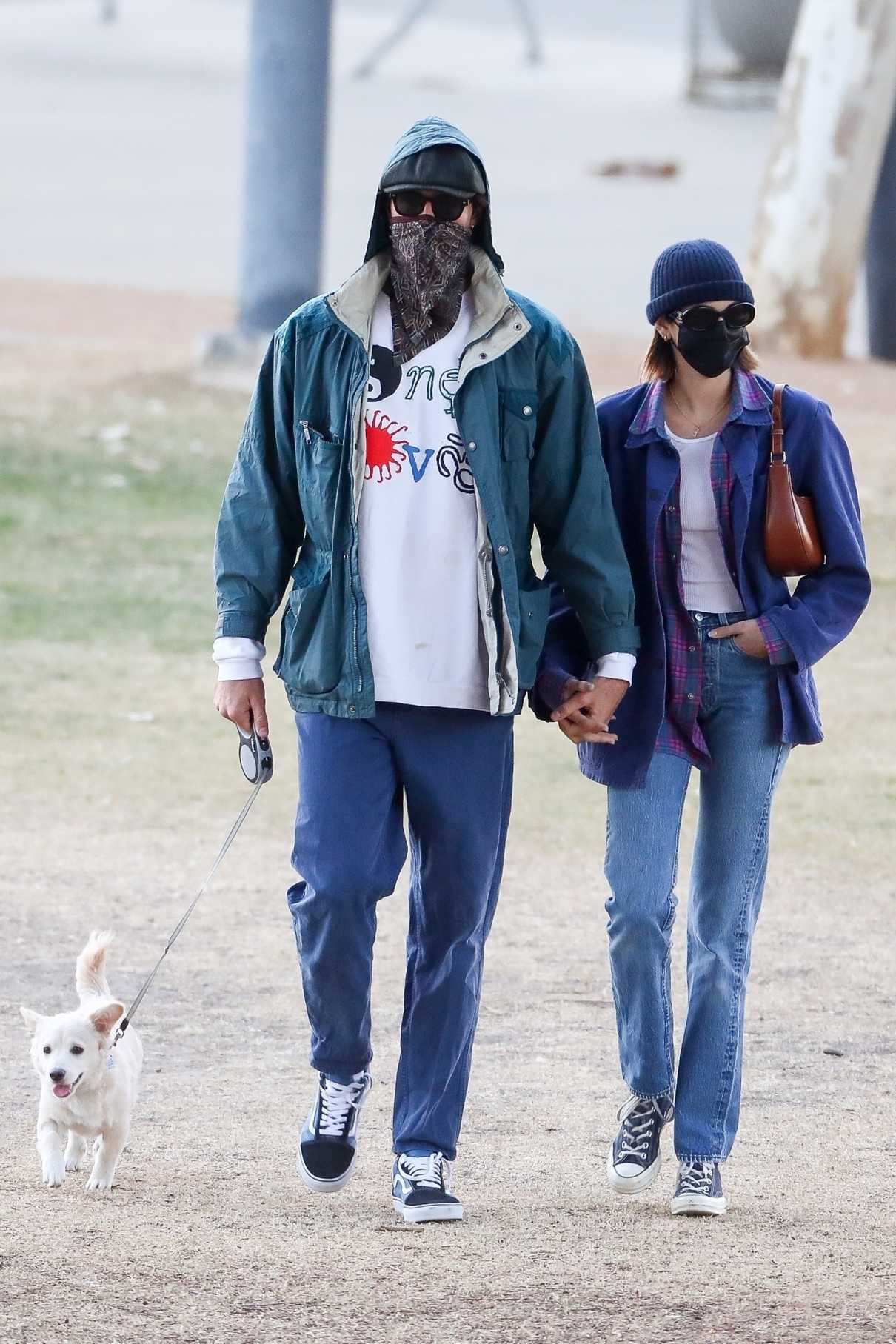 Kaia Gerber in a Black Protective Mask