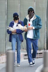 Kaia Gerber in a Black Protective Mask