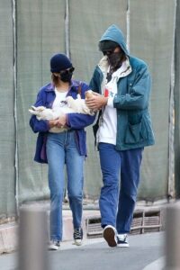 Kaia Gerber in a Black Protective Mask