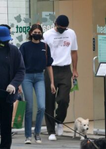 Kaia Gerber in a Black Protective Mask