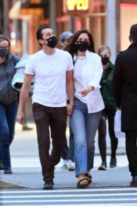 Katie Holmes in a Black Protective Mask