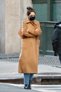 Katie Holmes in a Tan Coat