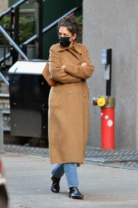 Katie Holmes in a Tan Coat