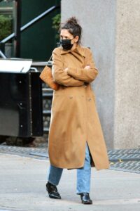 Katie Holmes in a Tan Coat