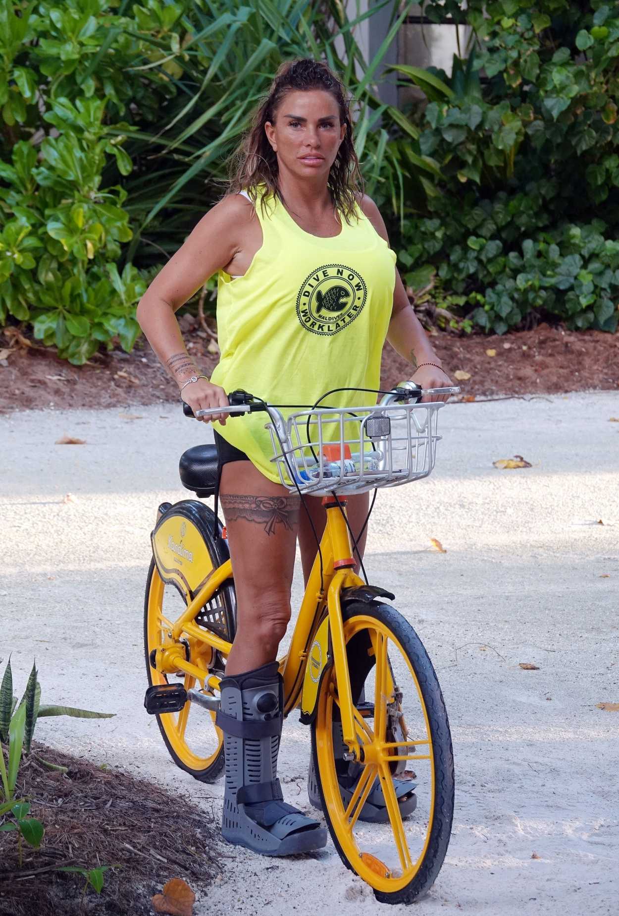 Katie Price in a Neon Green Tank Top