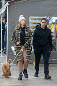 Kelly Brook in a Pink Knit Hat