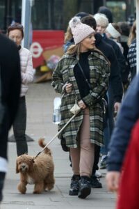 Kelly Brook in a Pink Knit Hat