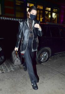 Kendall Jenner in a Black Leather Blazer