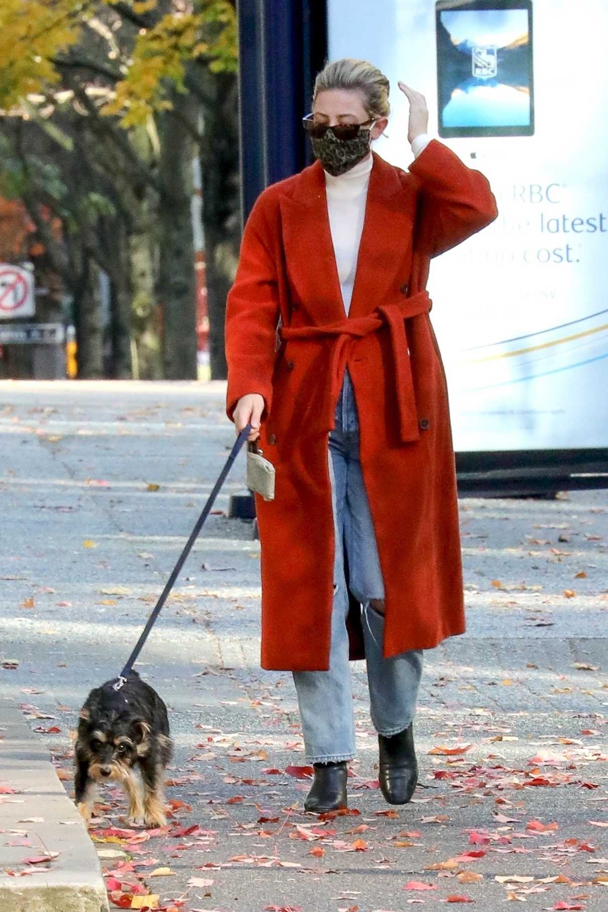 Lili Reinhart in a Red Coat Walks Her Dog Milo in Vancouver 11/08/2020 ...
