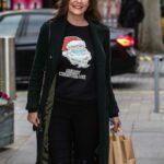 Lucy Horobin in a Black Coat Arrives at the Global Radio Studios in London 11/27/2020