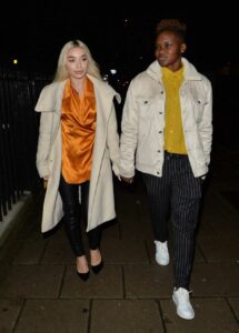 Nicola Adams in a Black Striped Pants