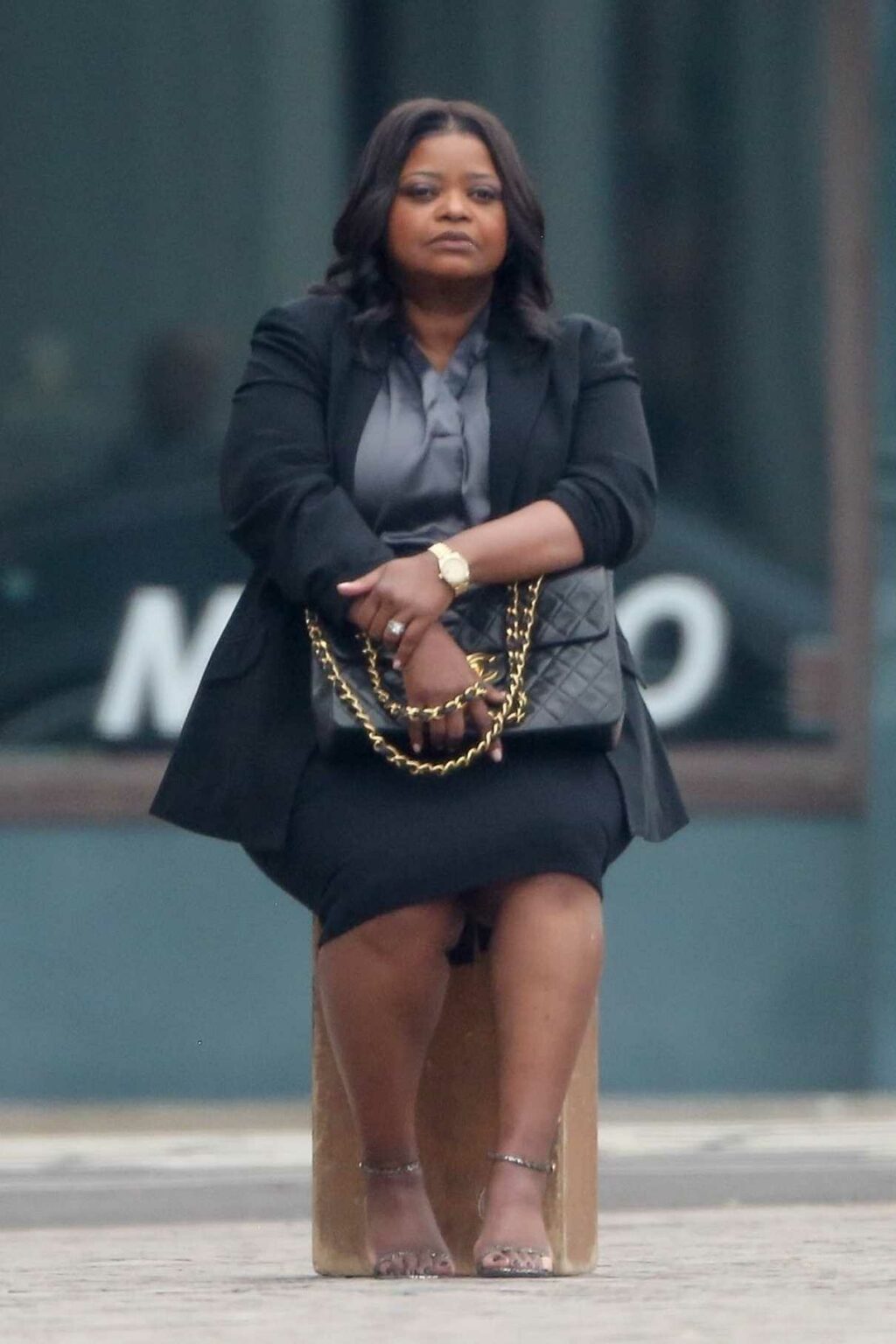 Octavia Spencer in a Black Blazer Films Scenes with Michael Beach for