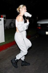 Sarah Snyder in a Grey Sweatsuit