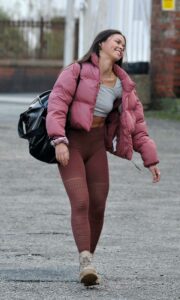 Vanessa Bauer in a Pink Puffer Jacket