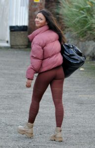 Vanessa Bauer in a Pink Puffer Jacket