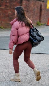 Vanessa Bauer in a Pink Puffer Jacket