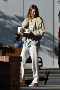 Whitney Port in a Beige Jacket