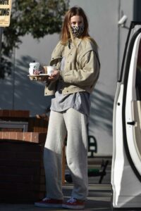 Whitney Port in a Beige Jacket