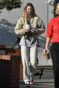 Whitney Port in a Beige Jacket